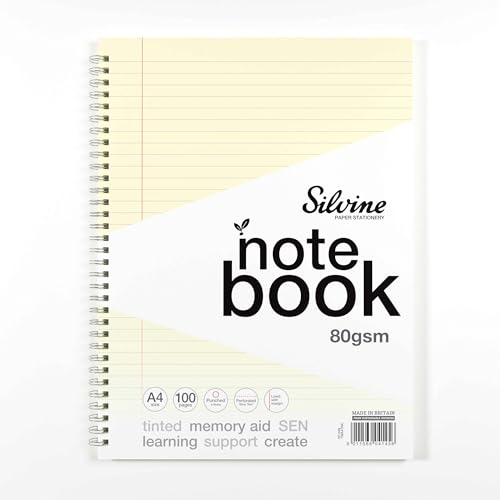 Silvine A4 Cream Paper Dyslexia Notebook - Lined with Margin (100 Pages)
