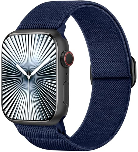 Ynitec Solo Loop cinturino di ricambio compatibile con Apple Watch 42mm 44mm 45mm 46mm 49mm, morbido sport nylon band braccialetti elastici per iWatch serie 10 9 8 7 6 5 4 3 2 1 SE Ultra, Blu