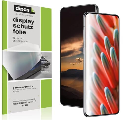 dipos I 4x Protector de pantalla mate compatible con Xiaomi Redmi Note 12 Pro 4G pelicula protectora