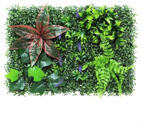 Emiif Künstliche Hecke, grünes Gras, quadratisch, Kunststoff, Rasenmatte, Hauswand, Garten, Dekoration, Außenwandpflanzen, Innenlandschaft, Rasen (#3)