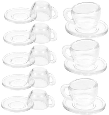 Garneck Doll House Accessories Mini Tea Cup Saucer Set Miniature Tea Set Perfect for Boys and Girls Pretend Play