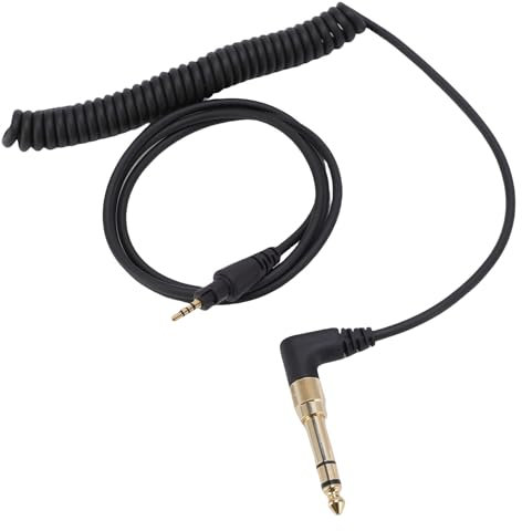 Yunseity Cable en Espiral para Pioneer DJ HDJ-CUE1, HDJ-CUE1BT, HDJ-X5, HDJ-X7, HDJ-S7, Cable de Extensión de Audio de ángulo Recto con Adaptador de 6.35 Mm, 3.9 Pies a 6.6 Pies