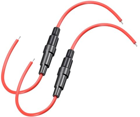 sourcing map Inline Screw Type Fuse Holder 18 Gauge AWG 2Pcs for 5mm x 20mm Tube Fuse