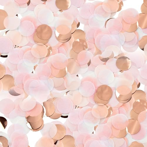 50g Konfetti für Geburtstag & Hochzeit – 5000 Stück Großes Glitzer Papier Konfetti 2,5cm für Streudeko, Tischdeko für Karneval, Partys & Festdekor,Rosa Weiß