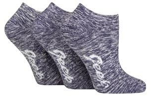 Jeep Women’s Mélange Trainer Socks 3 Pack – Fully Cushioned, Breathable, Terry Loop, Soft Touch, Smooth Toe Seams, Arch Support, Ideal for Walking & Sports, UK Size 4–8