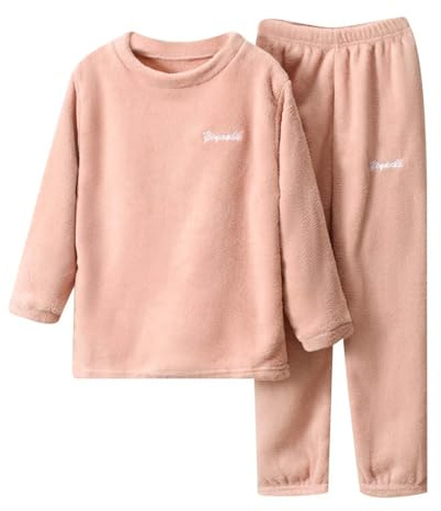 Generisch Pigiama da bambina in flanella, a maniche lunghe, morbido e caldo, in pile, abbigliamento confortevole per bambini, Colore: rosa., 13-14 Jahre