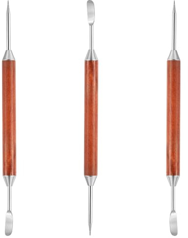 DOPENSPI 3 Stück Kaffee Kunst Stift mit Holzgriff, Rosenholz Edelstahl Latte Art Pen Latte Dekorative Kunst Stift Kaffee Fancy Geschnitzt Stick für DIY Cappuccino Lattes Espresso Dekorieren