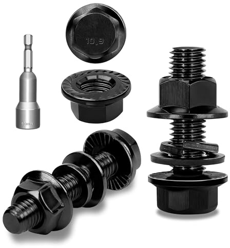 Ezitruz 12 viti a flangia esagonale, M8 x 25 mm, in acciaio al carbonio nero, DIN 6921, per rondelle esagonali, anelli a molla e dadi/viti con bussola esagonale