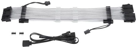 Miskall RGB Extension Cable, Soft LED Stripes 8 Pin Addressable Premium Quality Stable Durable Dual ARGB Header for PC Motherboard Computer Case Power Supply Colorful 300mm