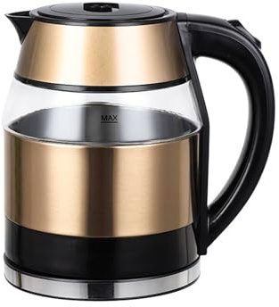 KKTX Electric Fast Boil Kettle, Fast Boil,304 Stainless Steel Rapid Boil Kettle, 1500W, Auto Shut - Off ProtectionBrass,1.8L