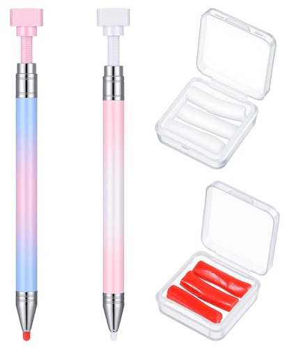 Qianyu 2 Pcs Rhinestone Picker Tool,Diamond Art Painting for Nail DIY Craft | Automatic Refillable Wax Pen, Nail Gem Dotting Pickup Applicator, with 6pcs Additional Wax Refills