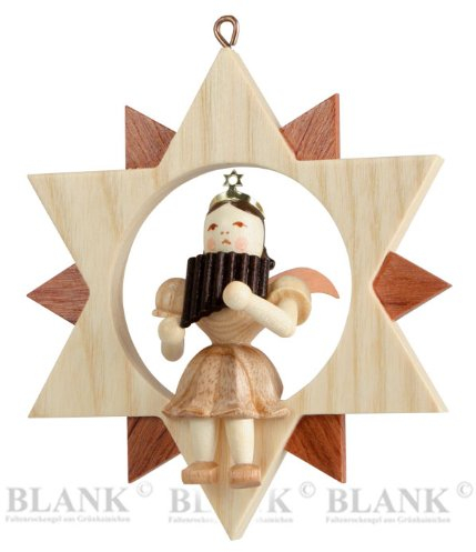 Blank Engel mit Panflöte im Stern