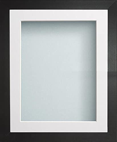 Radcliffe Black Wooden Deep Box 3D 24x20 Frame with White Mount for Image 20x16, Light Blue Backing Board * Choice of Sizes* Fitted with Perspex