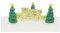 Anniversary House 4pcs Mini Christmas Tree Plastic Cake Topper Picks & Gold Merry Christmas Motto Cake Decorations, Xmas Cake Toppers, Yule Log Decoration, Traditional Non-Edible Decorations, BX266 UK