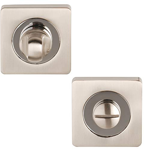 Excel Architectural DH3622-SQ Square Bathroom Turn & Release, Satin Nickel/Polished Chrome
