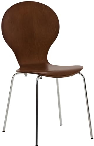 CLP Stapelstuhl Diego I Komfortabler Esszimmerstuhl I Metallgestell, Holzsitz I Ergonomisches Design I Platzsparend In Esszimmer Und Küche, Farbe:braun