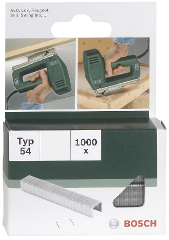 Bosch 1000x Klammer Typ 54 (Papier, Folien, Kunststoffplatten, Tapetenkleister, Akustikplatten, GFK, 12.9 x 1.25 x 10 mm, Zubehör Tacker)