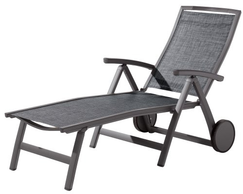Sieger 351/G-SG Klapprollliege Trento, Aluminium, Vollkunststoff und Textilux-Gewebe, eisengrau-silbergrau