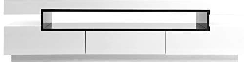 Miliboo Meuble TV Design Blanc laqué Brillant L200 cm LIVO