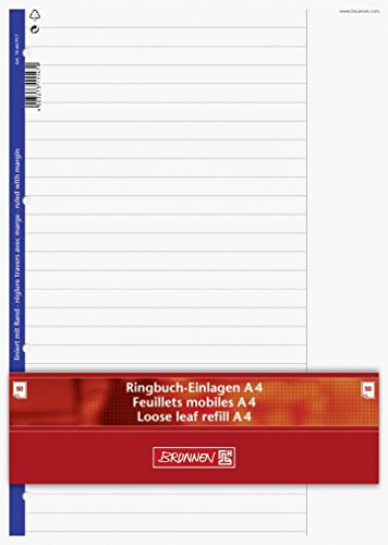 Ringbuch - Einlagen/Papier BRUNNEN 50 Blatt - liniert mit Rand (Lineatur 25) - A4 (21,0 x 29,7 cm)