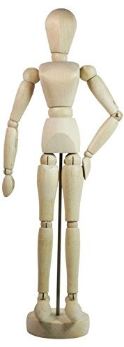 Honsell 63501 - Modellpuppe aus naturbelassenem Hartholz, weibliche Gliederpuppe, mit Metallstab, ca. 30 cm groß