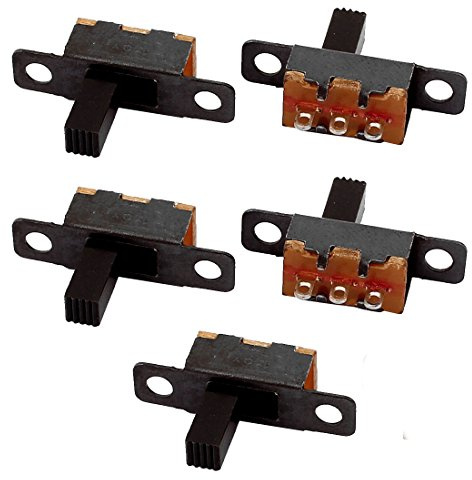 Sourcingmap 5Pcs 2 Position 3P SPDT Panel Mount Micro Slide Switch Latching Toggle Switch