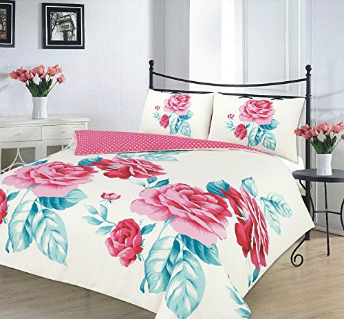 Luxus und modern Isabella/Bettbezug und Kissenbezüge Bettwäsche-Set, bedruckt, Serie, Pink / Teal, Einzelbett