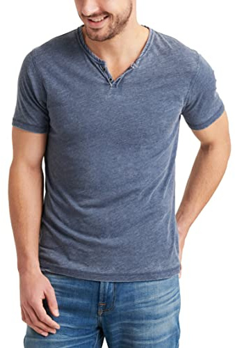Lucky Brand mens Venice Burnout Notch Neck Tee T Shirt, American Navy, X-Large US