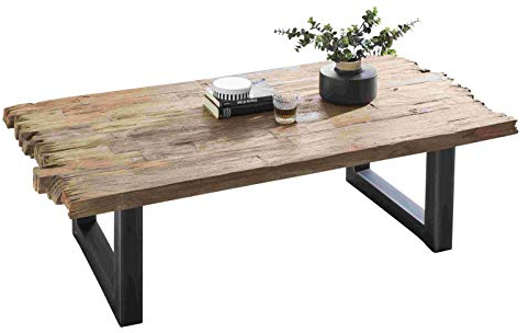 Sit Möbel Croco Couchtisch recyceltes Teak mit Metall B 130 x T 70 x H 40 cm Antikfinish