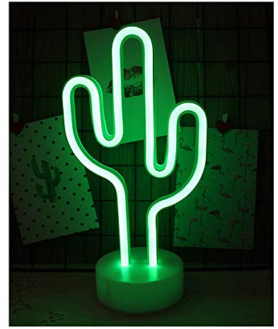 LED Nacht Licht Nacht Tisch Lampe Neonschild Stimmungslichter Dekor Neonleuchte für Weihnachten Geburtstagsfeier Kinderzimmer Party Wohnzimmer Decor (Kaktus)