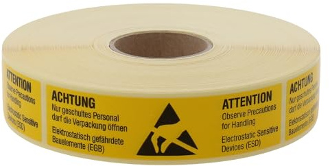 Labelident ESD-Warnaufkleber 105 x 26 mm - 1.000 selbstklebende Warnzeichen aus Papier, selbstklebend