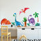 GRAZDesign Wandtattoo Dinosaurier Kinderzimmer, Geschenk zum Geburtstag, Babyzimmer Wandsticker Jungen Dino Deko, Tapete Aufkleber Set Größe 80x57cm - Set Dinos mit Bäumen