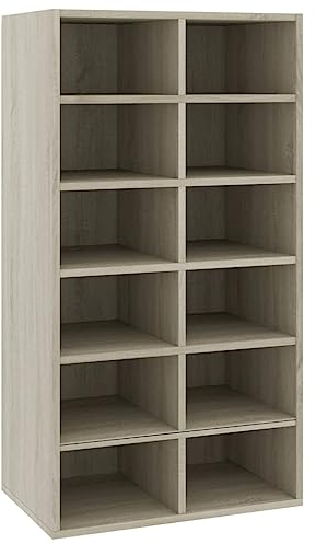 vidaXL Scarpiera Alta Moderna Robusta Elegante Porta Scarpe Mobile con Scaffali Aperti Espositore Organizer Salvaspazio Rovere Sonoma in Multistrato