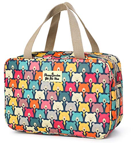 Kulturbeutel Reisen hängen bilden waschen Taschen große tragbare wasserdichte kosmetische Kosmetiktasche Make-up Veranstalter Toilettenartikel Bad Aufbewahrungskoffer für Frauen Mädchen (Braunbär)