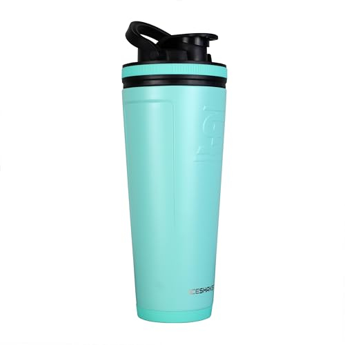 Ice Shaker Insulated Stainless Steel Shaker Bottle | 36oz, Mint | Cold for 30+ Hours | Insulated Cup with Twist-on Agitator | Odor-Free Bottle for Protein Shakes, Water, Smoothies, Cocktails