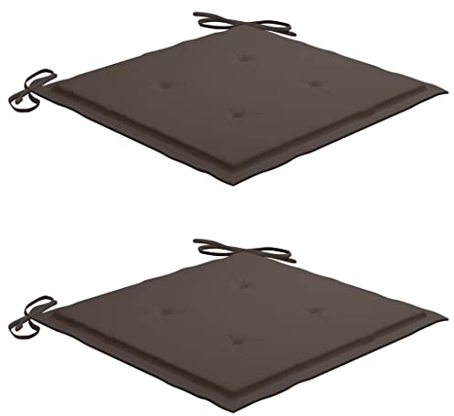 vidaXL Gartenstuhl Kissen 2 STK., Sitzkissen Outdoor Indoor, Stuhlkissen mit 2 Sätzen Schnüren, Stuhlauflage Sitzpolster, Taupe 50x50x4cm Oxford-Gewebe