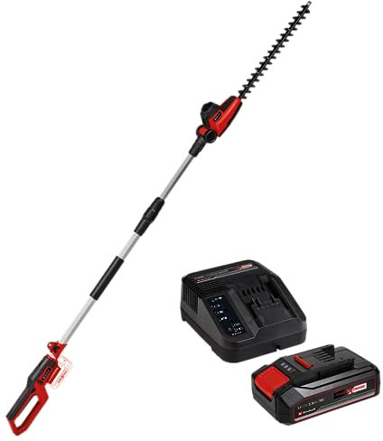 Einhell Taille-haie télescopique sans Fil GC-HH 18/45 Li T-Solo Power X-Change (li-ION, 18 V, poignée Principale orientable, Bloc Moteur inclinable sur 7 Positions) avec Chargeur et Batterie 2,5Ah