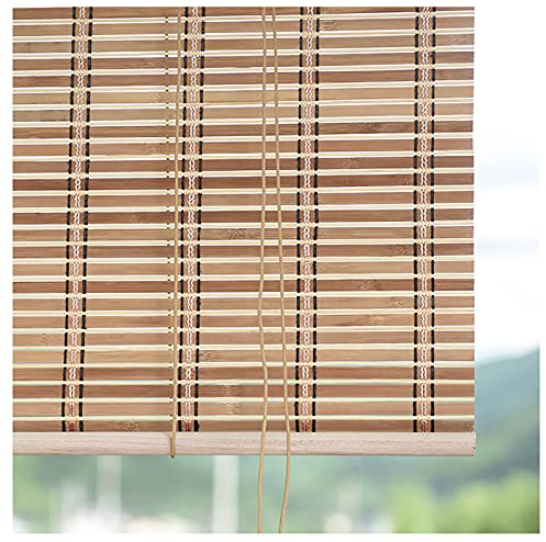 ACXZ Lichtdurchlässig natürliche bambusrollos, UV-Schutz-Rollo Bambus mit Lamellen für den Innen- und Außenbereich, Holz-Jalousie für Balkon, Veranda, Küche, Karbonisiert/Braun