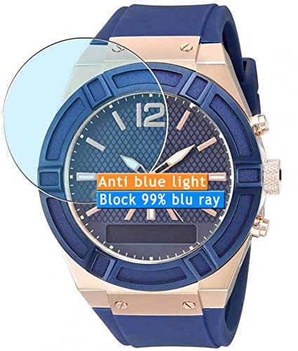 Vaxson 3 Pièces Anti Lumière Bleue Film Protecteur d'écran, compatible avec Guess Connect Smartwatch 45mm Hybrid Watch [pas en Verre Trempé] Neuf Screen Protector Guard