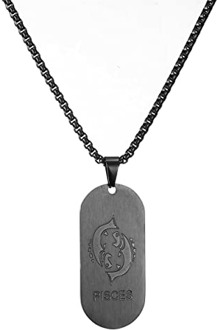AFSTALR Schwarz Kette 12 Sternbilder Fische Halskette Herren Tierkreis Kette Anhänger Konstellation Kette