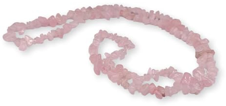 TENET - Collana chips in pietre naturali per Cristalloterapia, Reiki e meditazione - 84 cm (Quarzo Rosa)