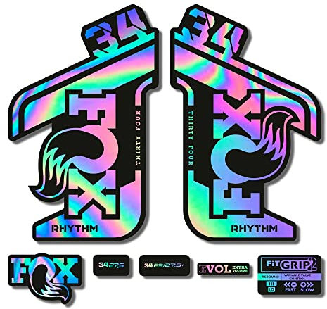 STAR SAM Autocollants compatibles avec fourche de vélo Fox 34 Rhythm 2021 Holographique 1 cm