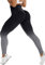 TAYOEA Damen Kompressions Sport Leggings Yoga Lange Leggings Slim Fit Fitnesshose Sporthosen Blickdicht Scrunch Butt Yogahose Nahtlos Push up Leggings Hohe Taille Fitness Joggen Gradient SchwarzgrauM