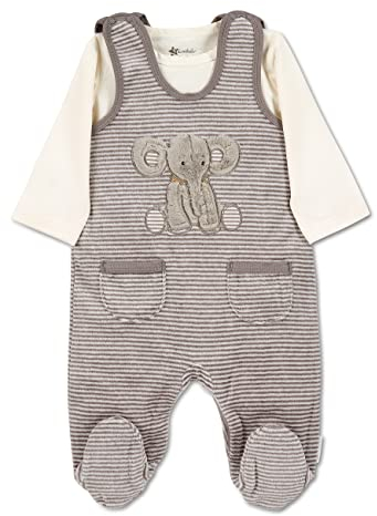 Sterntaler Baby Unisex Strampler-Set Strampler-Set Nicki Elefant Eddy - Strampler Baby, Babybody, Babykleidung - grau, 56