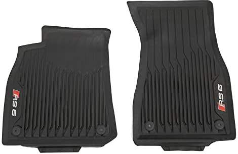 Audi 4K1061501A041 Gummi Fußmatten vorn 2X Gummimatten Premium Allwettermatten, mit RS6 Schriftzug, Schwarz
