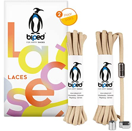 biped LACES 2 pares de cordones elásticos con cápsula de metal cordones de goma con cierre giratorio sin ataduras, zapatillas deportivas y zapatillas deportivas- ovaladas 4,5 mm z2911(#28 beige)