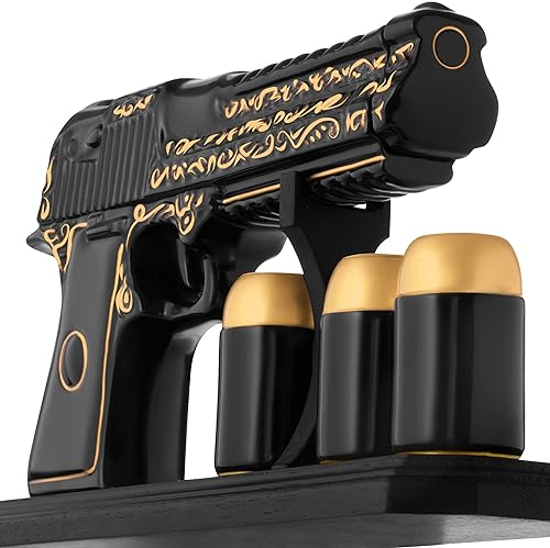 Tequila Pistolenflasche 500 ml,Pistolenpistolen-Dekanter-Set mit Gläsern,Keramik-Whiskey-Dekanter-Set,Alkohol-bezogenes Set für Männer,Scotch-Dekanter und Glas-Set