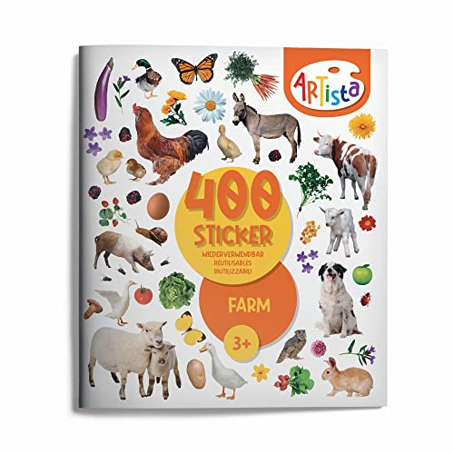 Artista 9315131 Stickerbuch Bauernhof, 400 naturgetreue Sticker, wiederverwendbar, für Erwachsene und Kinder ab 3 Jahren