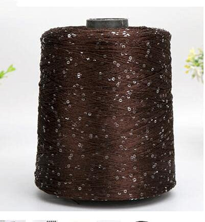 Häkelgarn zum Stricken - Polyestergarn mit Pailletten 500 g - Garn mit Schlaufen und Lurex - Large Coil