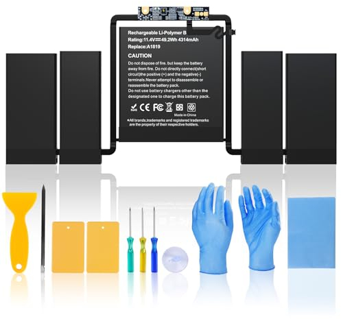 BND A1706 A1819 Batterie de rechange pour ordinateur portable MacBook Pro 13 A1706 fin 2016 mi-2017 EMC 3071 3163 MLH12LL/A MNQG2LL/A MNQF2LL/A MLVP2LL/A MPXV2LL/A 11,4 V 49,4 V 2 Wh 43 14 mAh